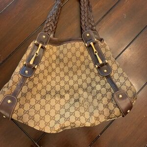 Gucci Large Brown Pelham Tote Bag w/Horsebit Accents